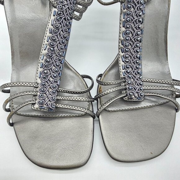 Women's Silver/Grey Strappy Heels, Size 6.5 - Picture 6 of 14
